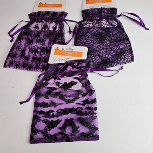 New Halloween Organza & Glitter 6" x 8" Party Favor Bags Celebrate It Set of 3